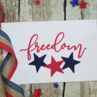 4th of July Freedom with Stars Applique Design Satin 
